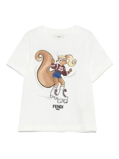 FENDI PRINTED JERSEY T-SHIRT,JFI386.7AJ F0TU9 CHALK