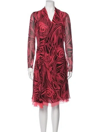 Pre-owned Fendi Printed Knee-length Dress In Red