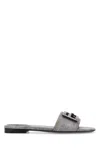 Fendi Women Printed Leather Baguette Slippers In Blue