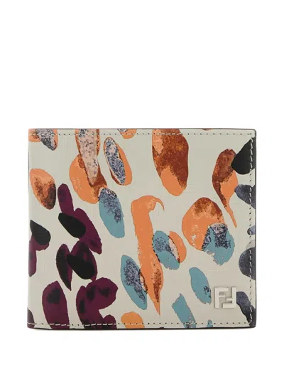 Fendi Printed-leather Squared Wallet In Multi