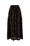 Fendi Floral Maxi Skirt Made From Linen In Black