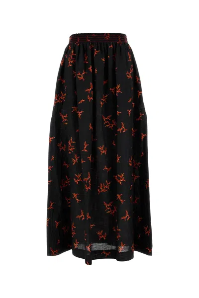 FENDI PRINTED LINEN SKIRT