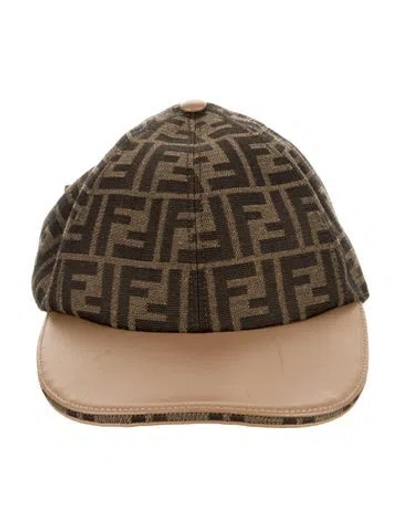 Pre-owned Fendi Printed Logo Baseball Cap In Brown