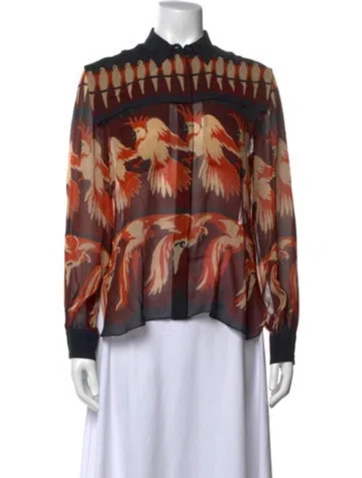 Pre-owned Fendi Printed Long Sleeve Blouse In Multicolor