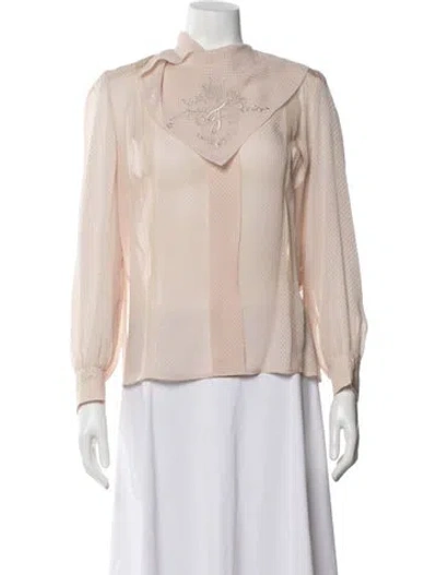 Pre-owned Fendi Printed Long Sleeve Blouse In Pink