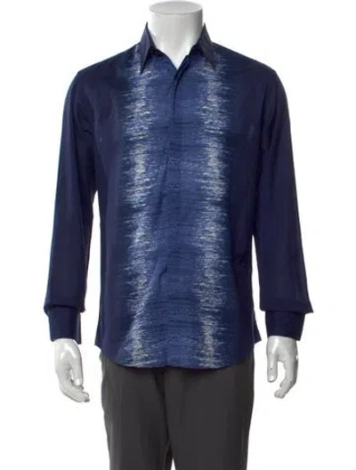 Pre-owned Fendi Printed Long Sleeve Shirt In Blue/white