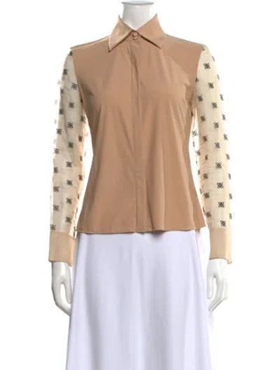 Pre-owned Fendi Printed Long Sleeve Top In Neutrals