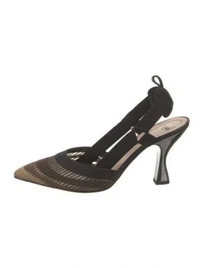 Pre-owned Fendi Printed Mesh Accents Slingback Pumps In Multi