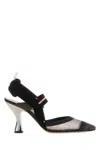 Fendi Slingback Brown Nylon Sandals In Multi
