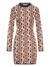Fendi Pink Viscose Jacquard Dress In Brown