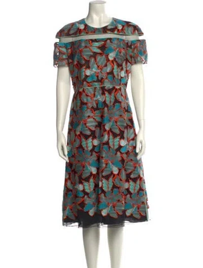 Pre-owned Fendi Printed Midi Length Dress In Black