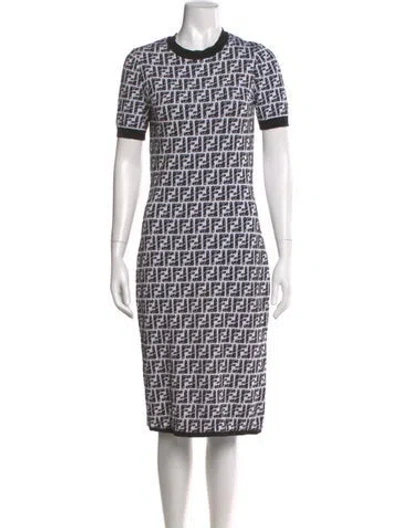 Pre-owned Fendi Printed Midi Length Dress In Black