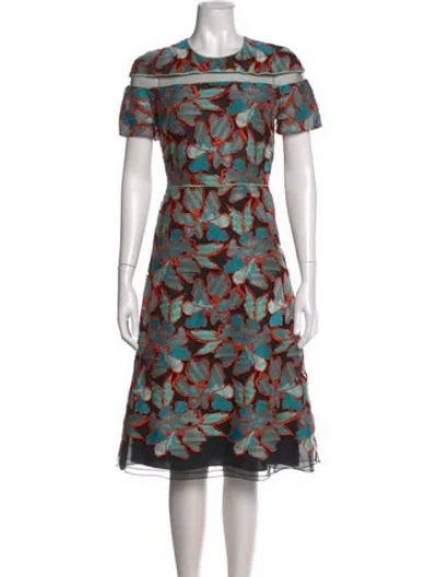 Pre-owned Fendi Printed Midi Length Dress In Black
