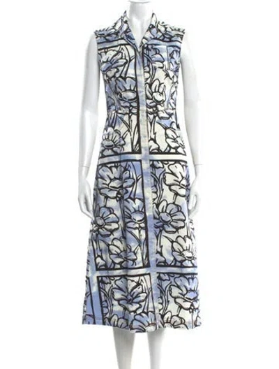 Pre-owned Fendi Printed Midi Length Dress In Blue