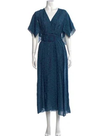 Pre-owned Fendi Printed Midi Length Dress In Blue