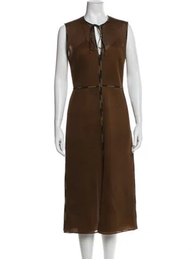 Pre-owned Fendi Printed Midi Length Dress In Brown