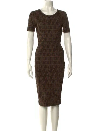Pre-owned Fendi Printed Midi Length Dress In Multi