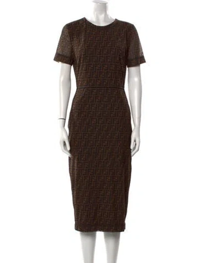 Pre-owned Fendi Printed Midi Length Dress In Multi