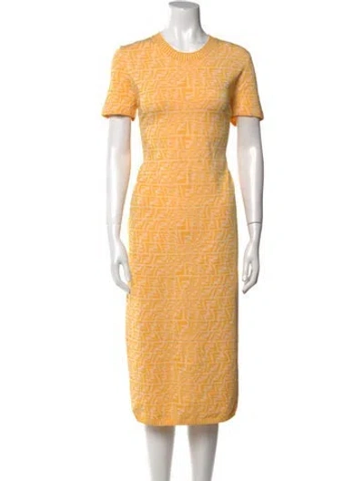 Pre-owned Fendi Printed Midi Length Dress In Yellow