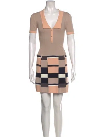 Pre-owned Fendi Printed Mini Dress In Neutral