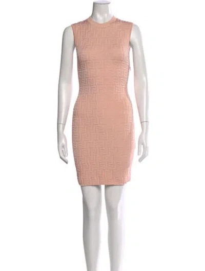 Pre-owned Fendi Printed Mini Dress In Pink