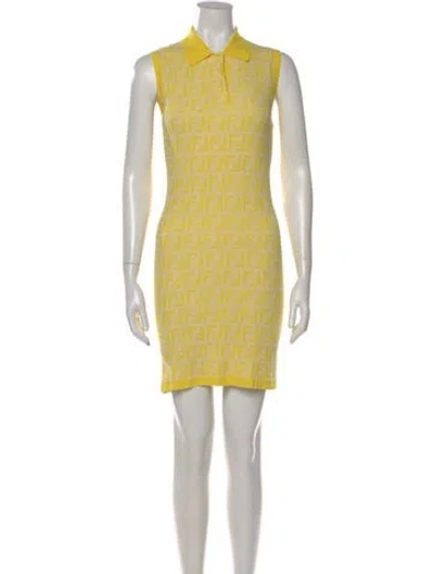 Pre-owned Fendi Printed Mini Dress W/ Tags In Yellow