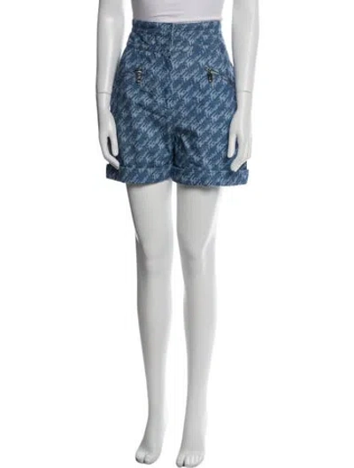 Pre-owned Fendi Printed Mini Shorts In Blue