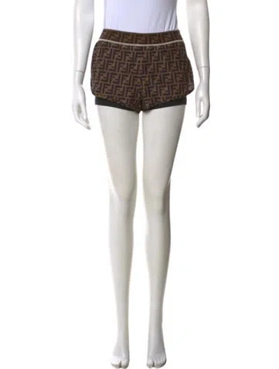 Pre-owned Fendi Printed Mini Shorts In Brown