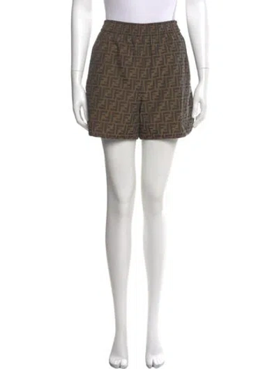 Pre-owned Fendi Printed Mini Shorts In Brown