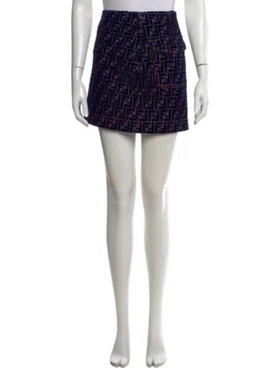 Pre-owned Fendi Printed Mini Skirt In Blue