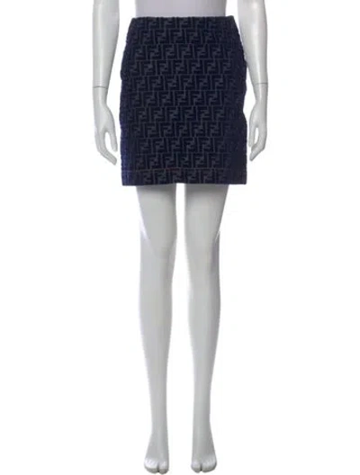 Pre-owned Fendi Printed Mini Skirt In Blue