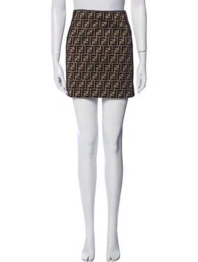 Pre-owned Fendi Printed Mini Skirt In Brown