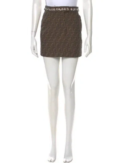Pre-owned Fendi Printed Mini Skirt In Brown