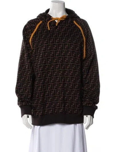 Pre-owned Fendi Printed Mock Neck Sweatshirt In Brown