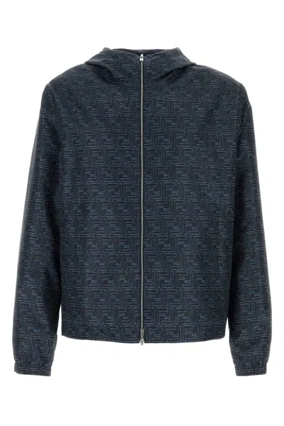 Fendi K-way Reversibile In Poliestere Stampato  Uomo In Blue