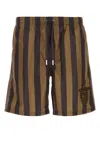 Fendi Printed Polyester Swimming Shorts In Brown