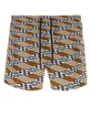 Fendi Printed Polyester Swimming Shorts In Tobaccoblack