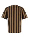 Fendi Striped Crew Neck Short Sleeve T-shirt In Tabacco/moro