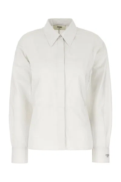 Fendi Long-sleeved Striped Shirt In White