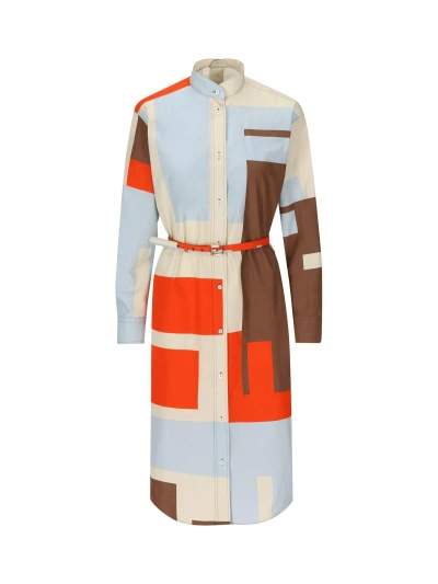 Fendi Ff Puzzle-print Cotton Shirt Dress In Multi
