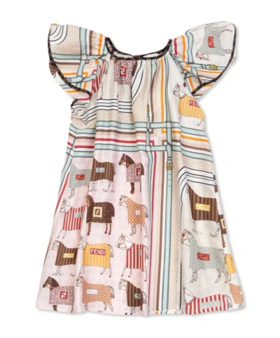 Fendi Printed Round Neck Dress In Multi