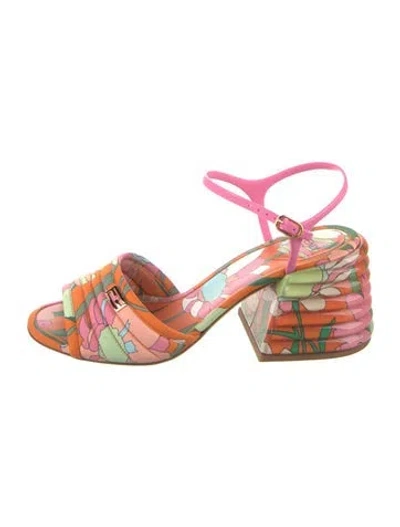Pre-owned Fendi Printed Sandals In Orange
