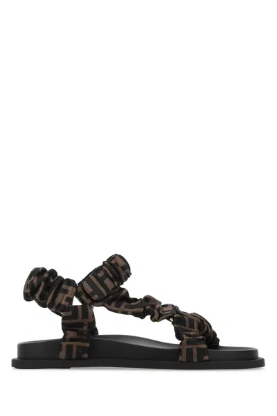 Fendi Brown Feel Sandals In Tabacco Nero