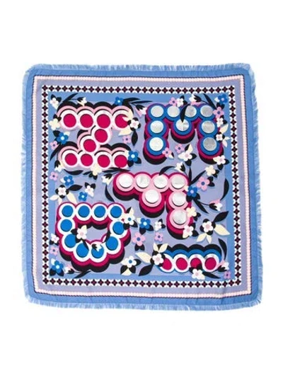 Pre-owned Fendi Printed Scarf In Blue