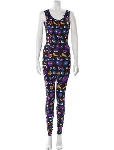 Pre-owned Fendi Printed Scoop Neck Jumpsuit In Purple