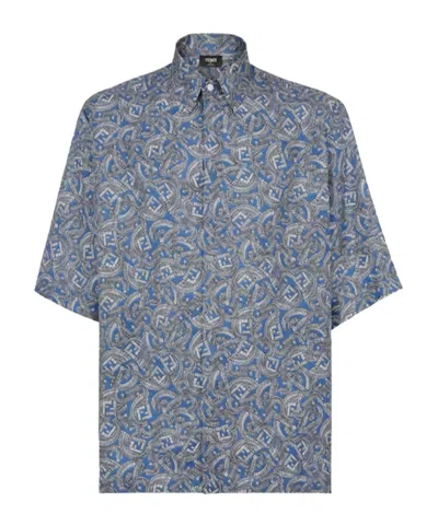 Fendi Printed Shirt In Gray