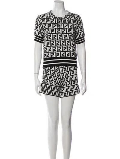 Pre-owned Fendi Printed Short Set In Neutral