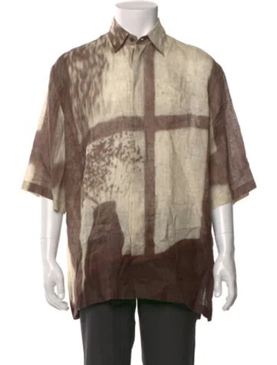 Pre-owned Fendi Printed Short Sleeve Shirt In Brown