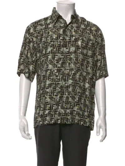 Pre-owned Fendi Printed Short Sleeve Shirt In Green