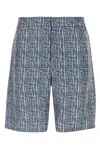 Fendi Short Trousers In Blue Ff Silk